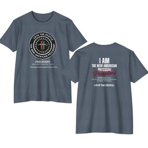 Love The People New American Precedent Round Logo Pan African Colors (f) - I am The New American Precedent (b) - White Lettering- Unisex CVC Jersey T-shirt