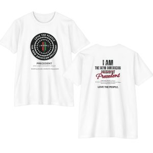 Love The People New American Precedent Round Logo Pan African Colors (f) - I am The New American Precedent (b) - Black Lettering- Unisex CVC Jersey T-shirt